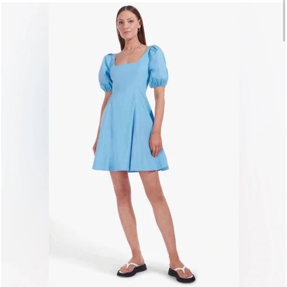 STAUD Angel Falls Blue Short sleeve Princess Seam Laelia Dress Size 2 blue - Picture 1 of 5